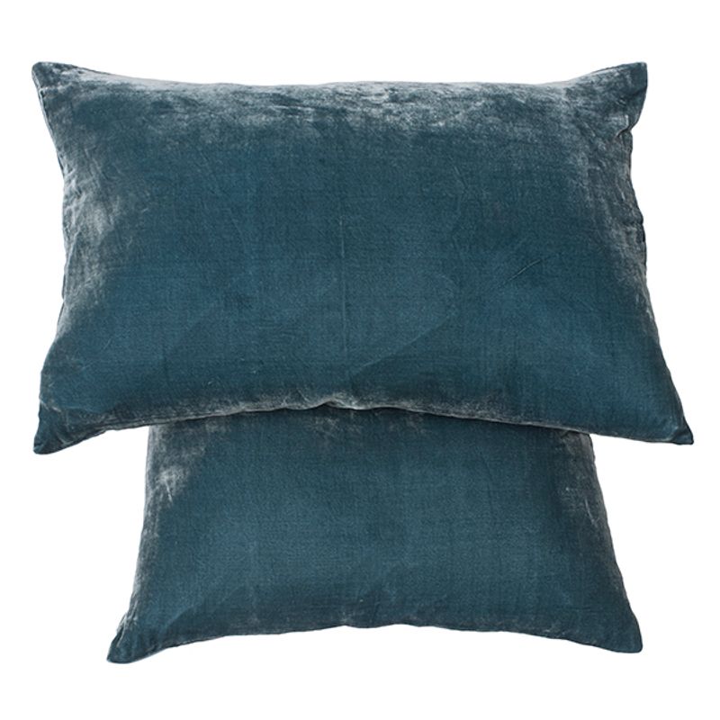 cushion cover silk velvet Grey/Blue 60x40 cm