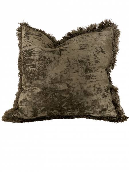 Putetrekk Shiny Velvet m/frynser Olive Green