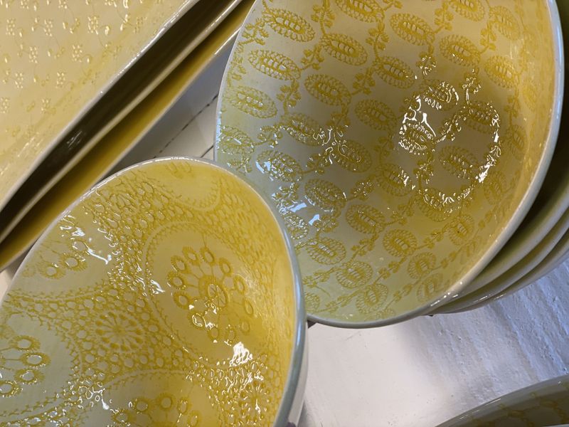 Soup Bowl Mixe Pattern Yellow 