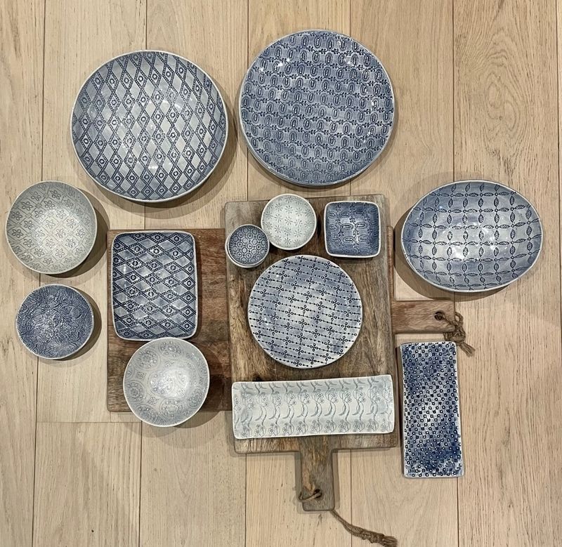 Side Plate Standard Mixed Pattern Dark Blue