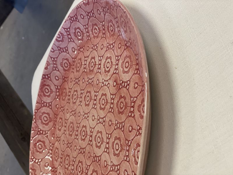 Cake Plate Mixed Pattern Pimento