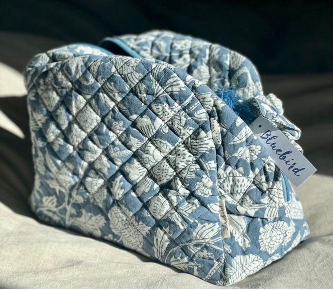 Main Image Quilted Large Toiletbag Blue